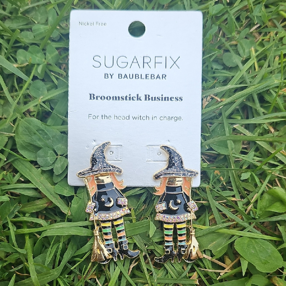 BaubleBar Witch Earrings with Gold and Black Accents